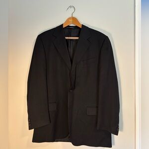 Ermenegildo Zegna Soft 3 Button Silk Blend Black Blazer 54L EU|44L US Textured